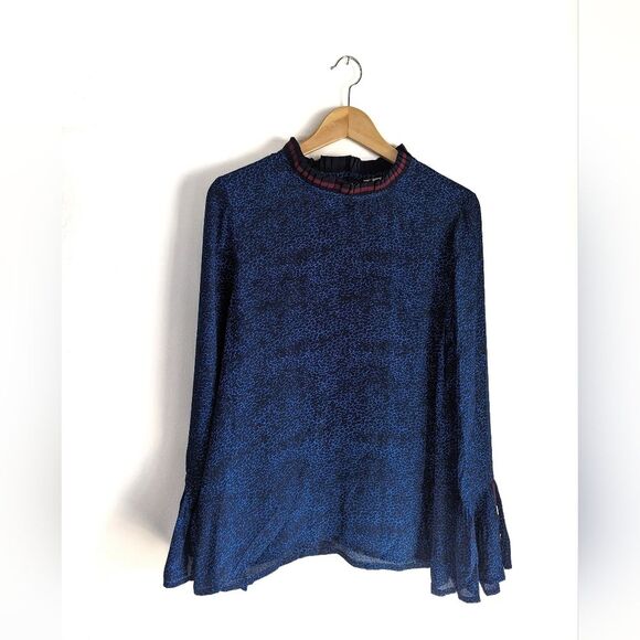 rungolee Tops - Rungolee Aimee 100% Silk Navy Black Crepe Blouse